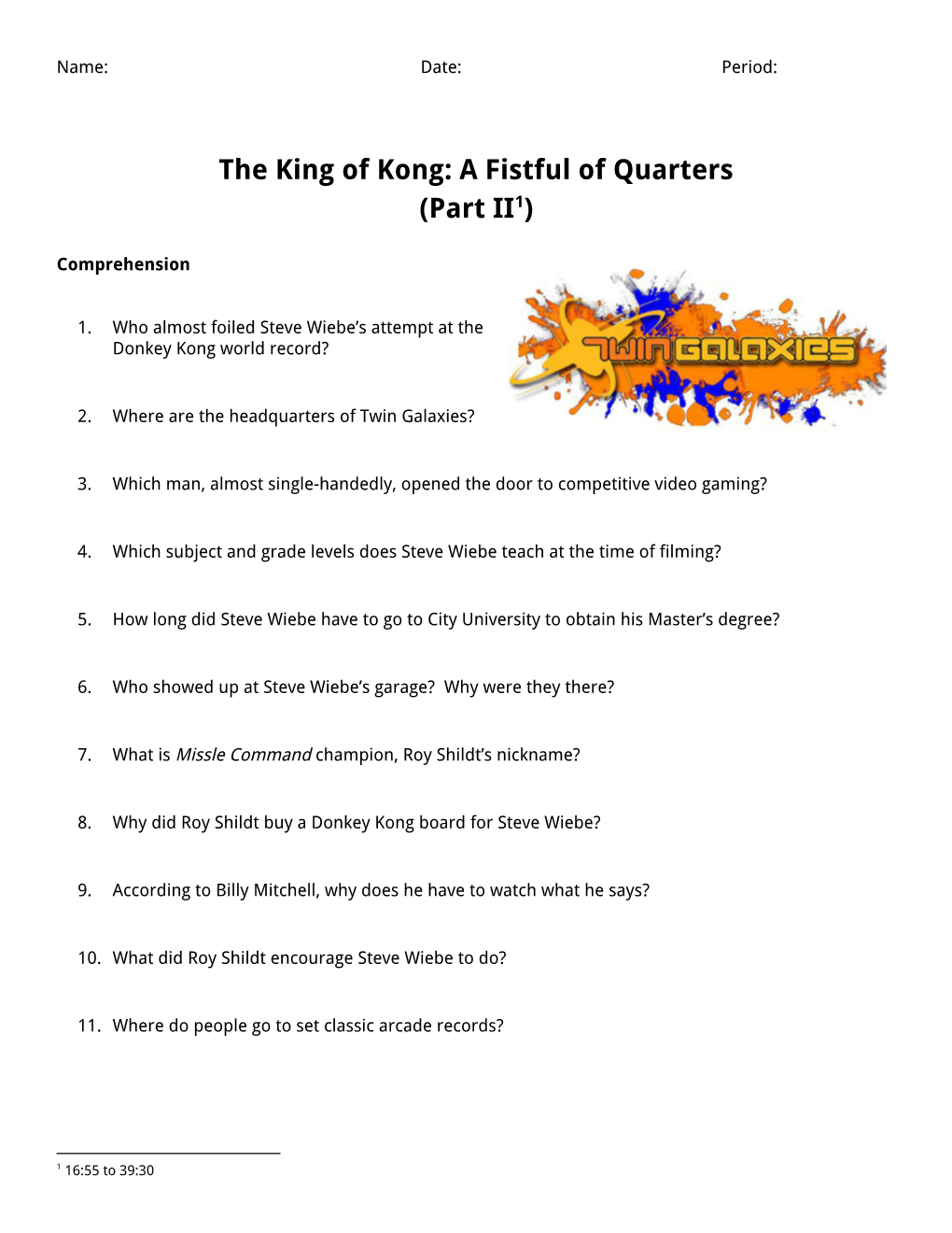 The King of Kong: a Fistful of Quarters (Part II1)