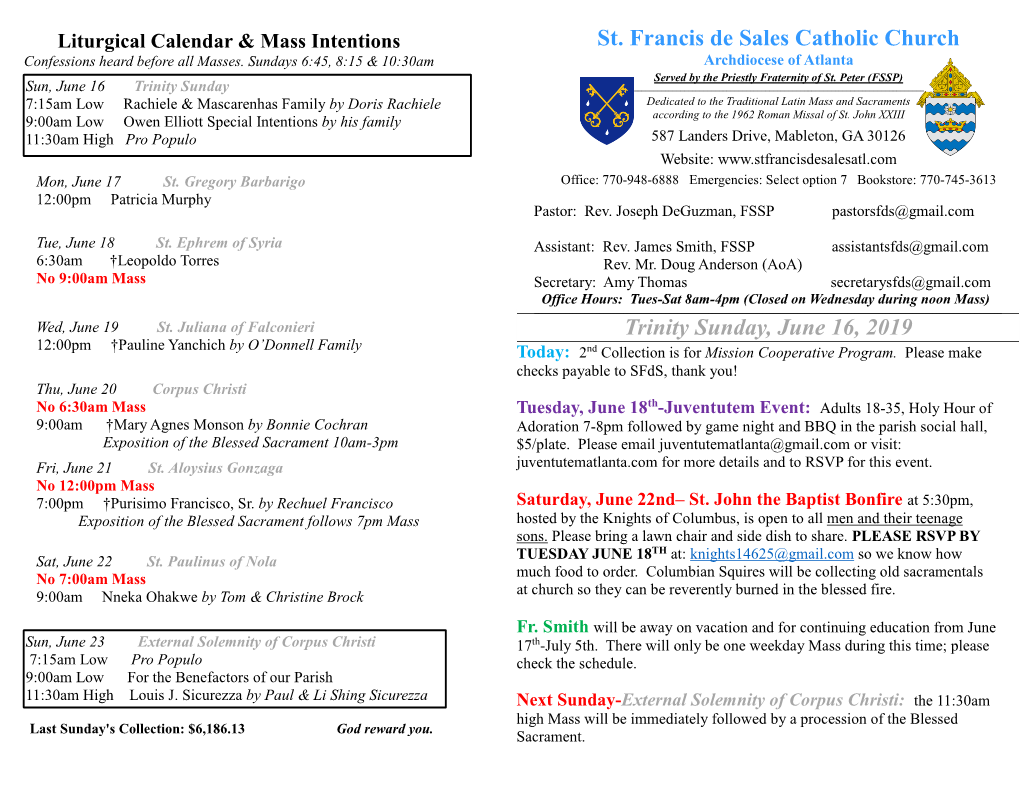 Liturgical Calendar for This Week