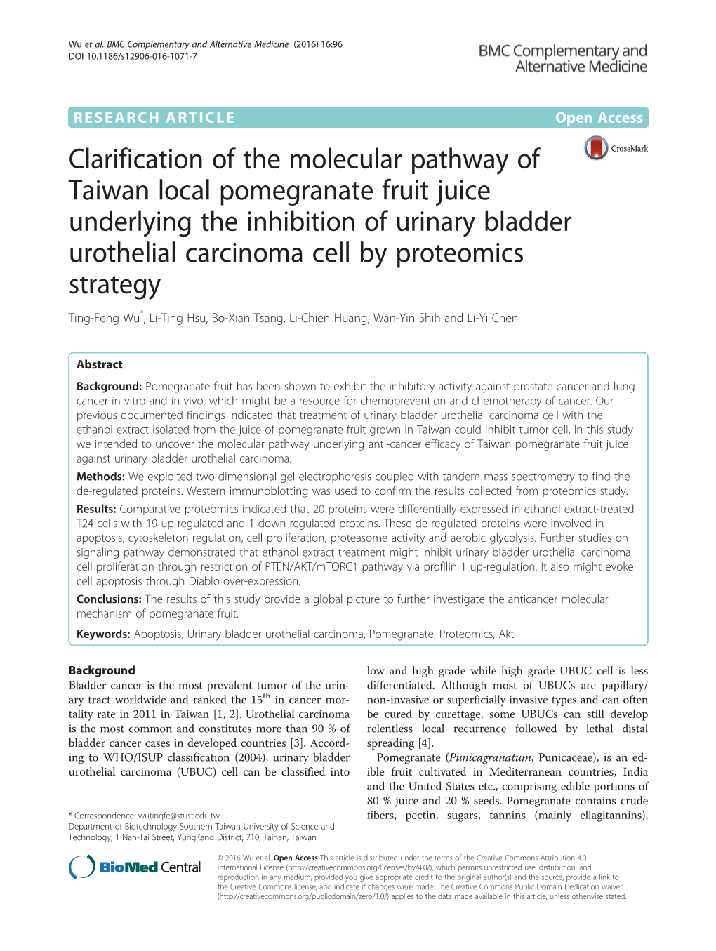 Clarification of the Molecular Pathway of Taiwan Local Pomegranate Fruit