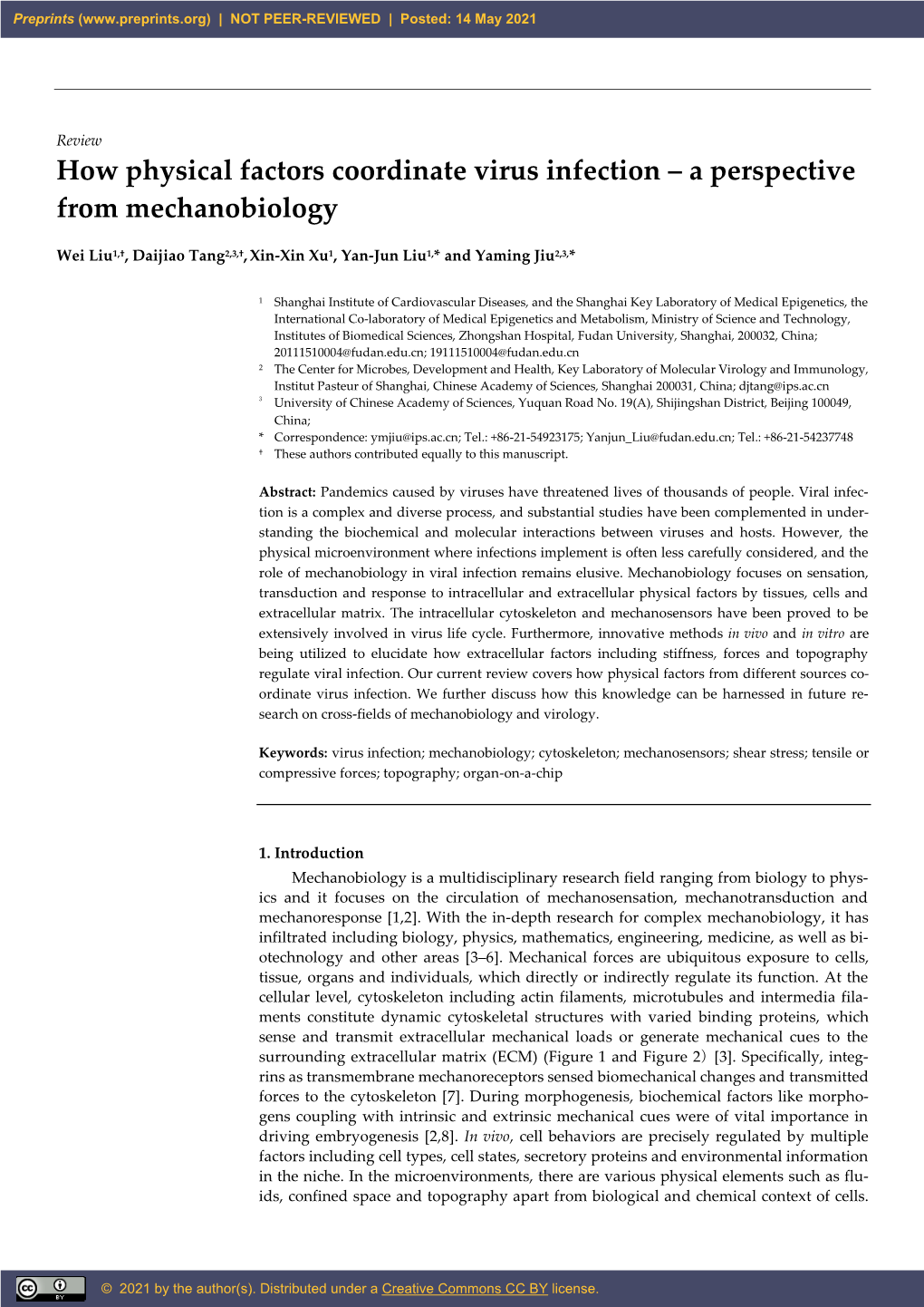 How Physical Factors Coordinate Virus Infection – a Perspective from Mechanobiology