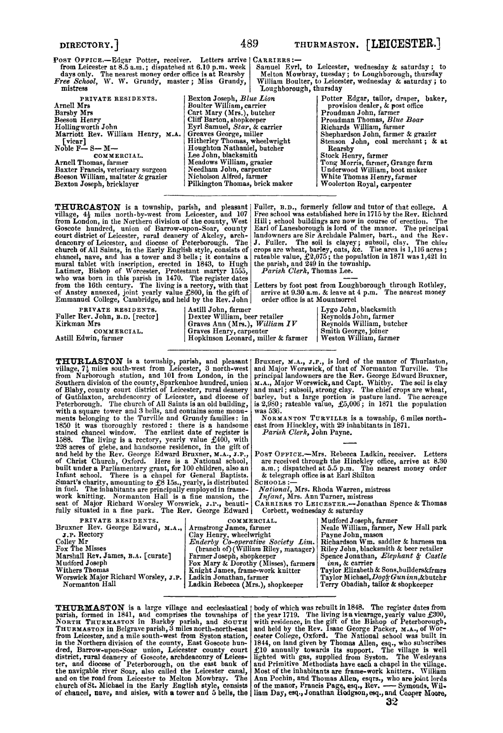 Directory.] Thurmaston. [Leicester.]