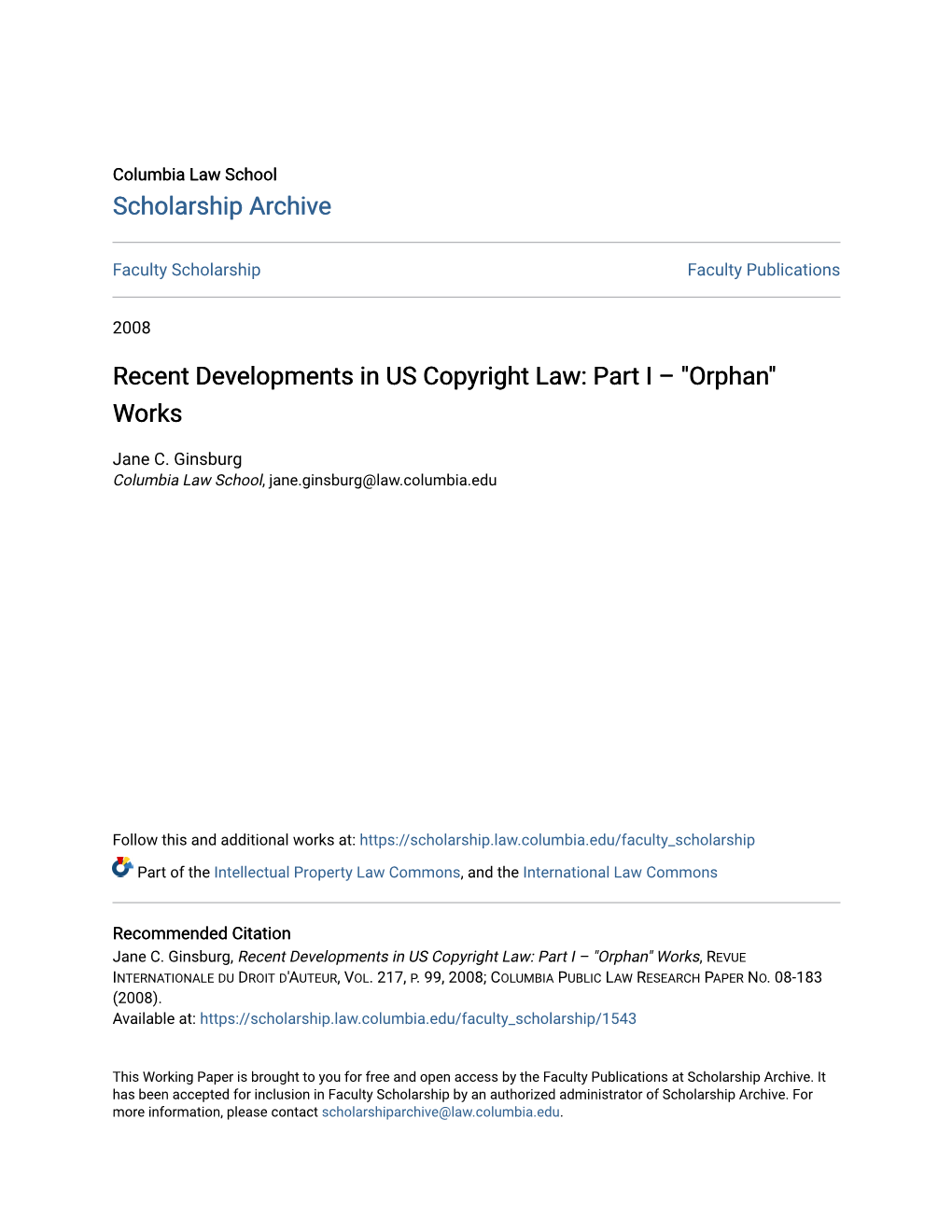 Recent Developments in US Copyright Law: Part I Â•Fi "Orphan