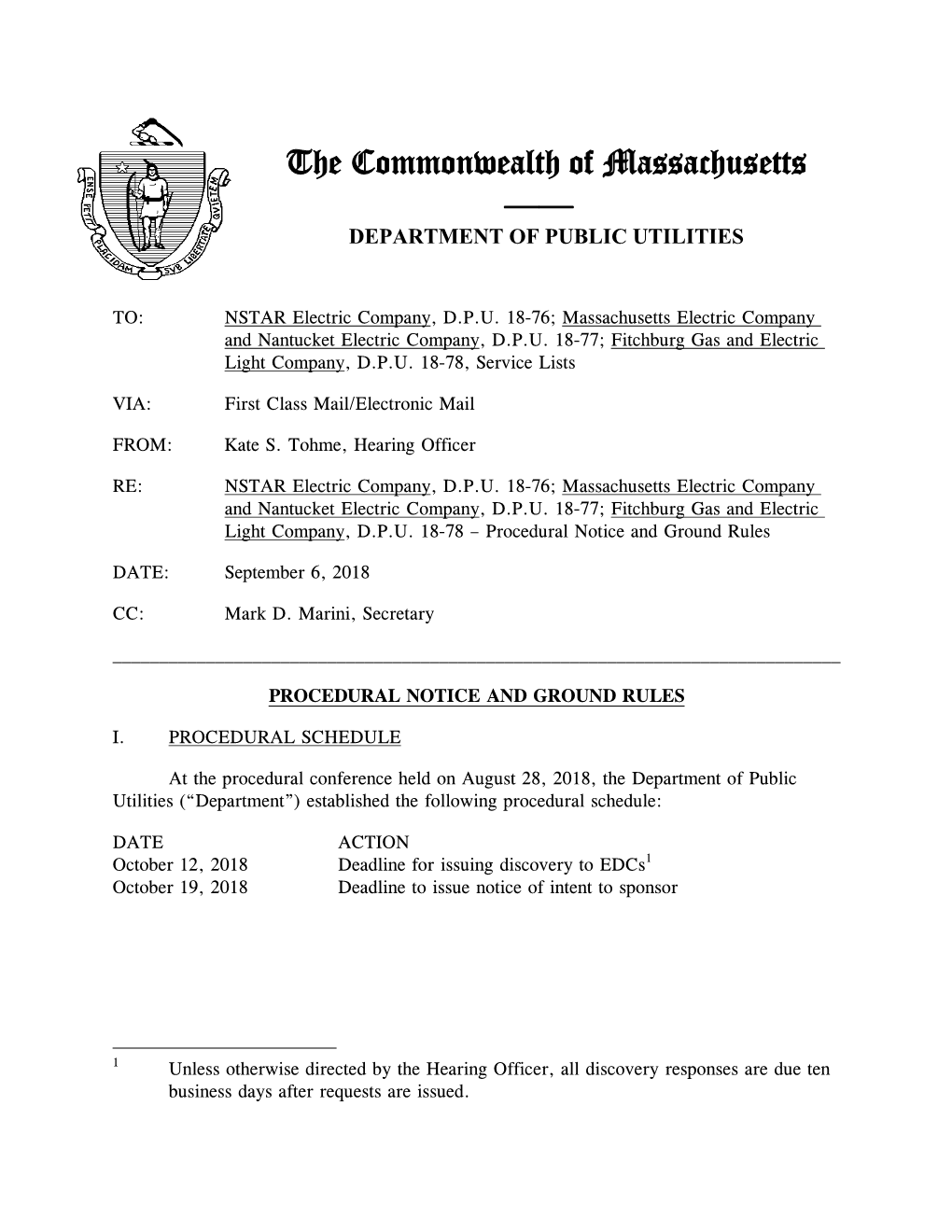 The Commonwealth of Massachusetts —— DEPARTMENT of PUBLIC UTILITIES