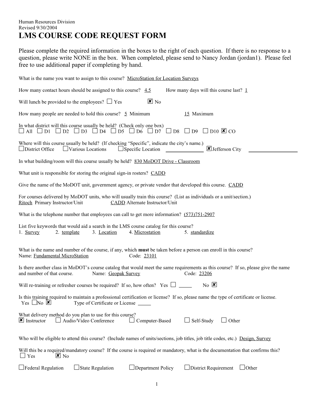 Lms Course Code Request Form