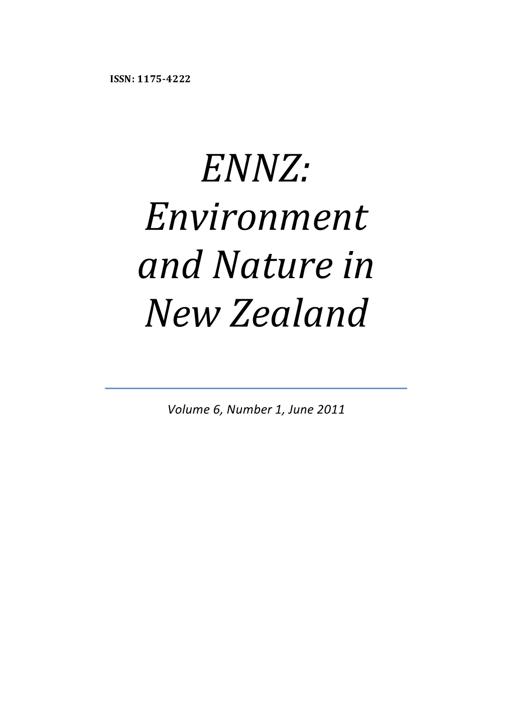 ENNZ: Environment and Nature in New Zealand