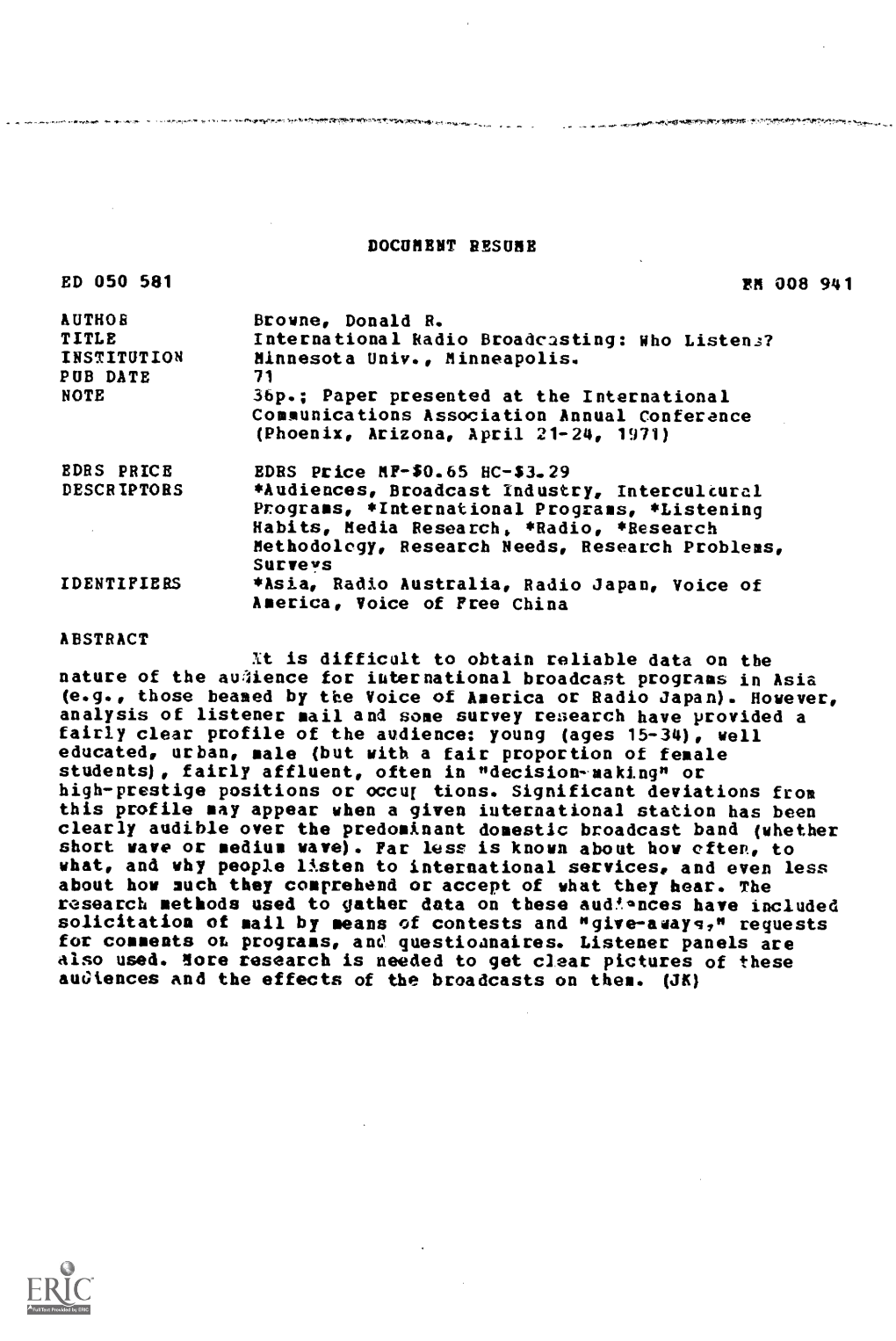 36P.; Paper Presented at the International Communications Association Annual Conference (Phoenix, Arizona, April 21-24, 1971)