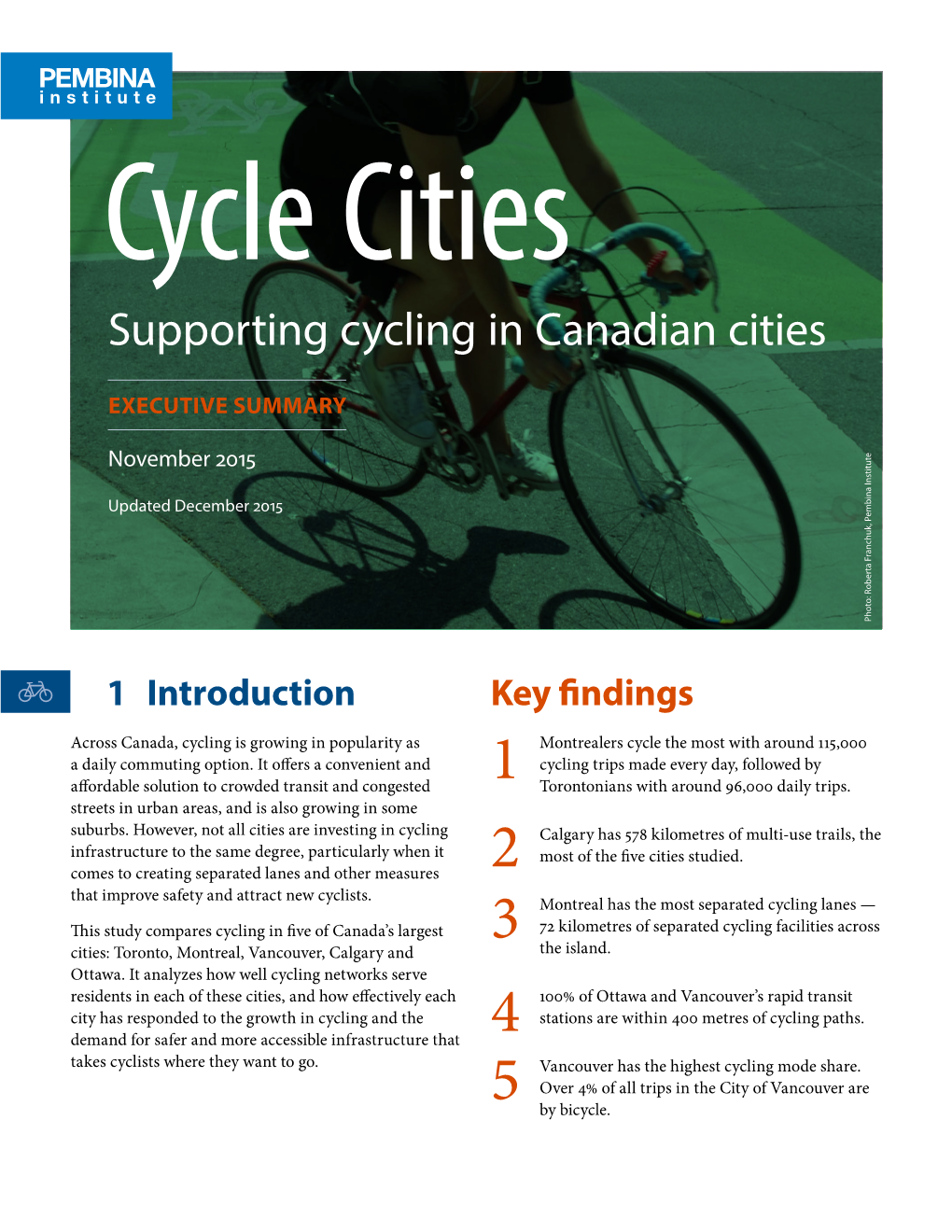 Supporting Cycling in Canadian Cities