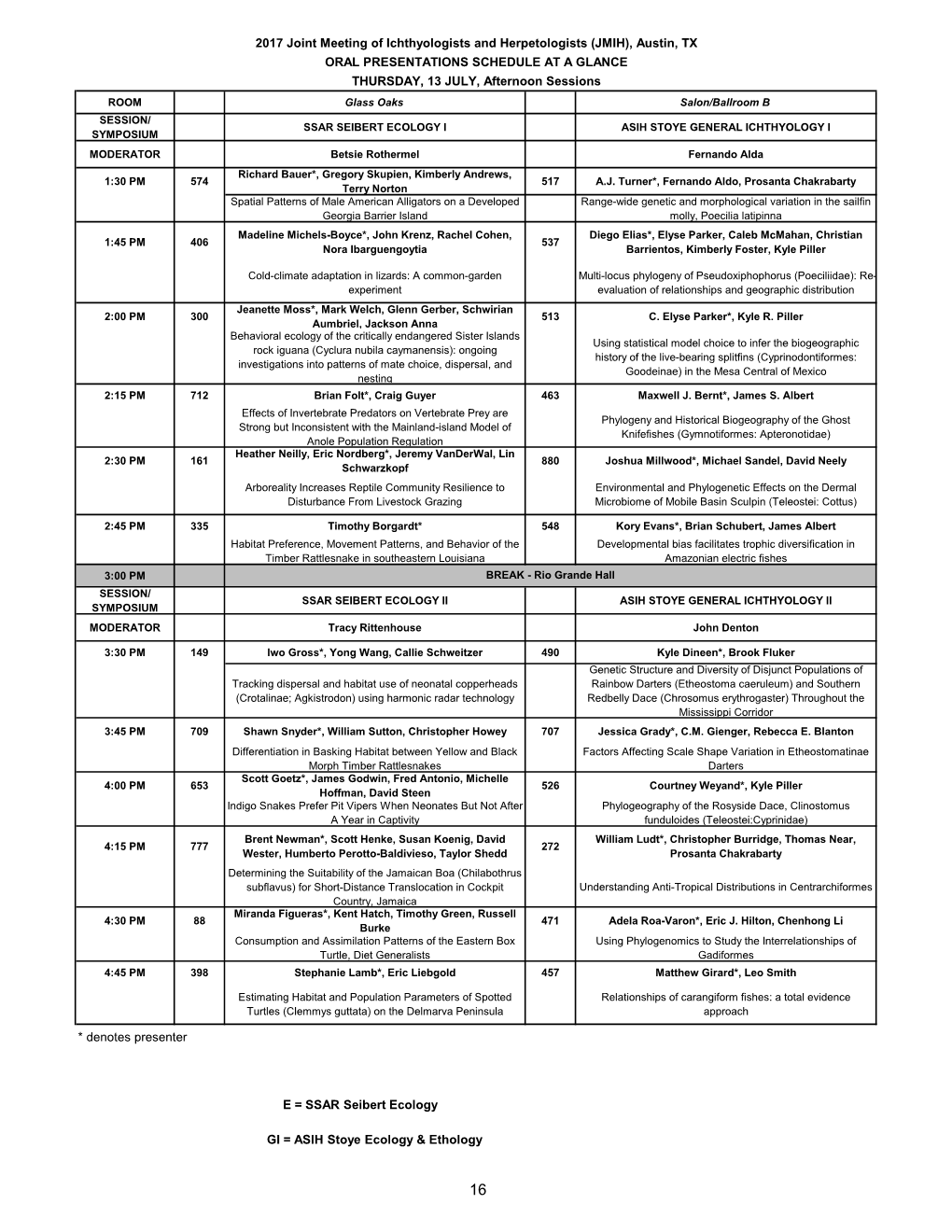 (JMIH), Austin, TX ORAL PRESENTATIONS SCHEDULE at A