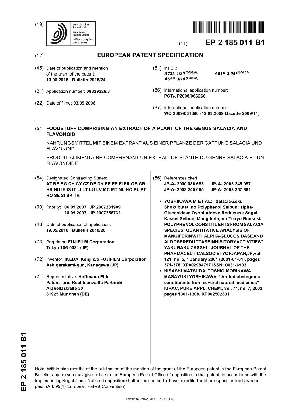 Foodstuff Comprising an Extract of a Plant of the Genus Salacia and Flavonoid