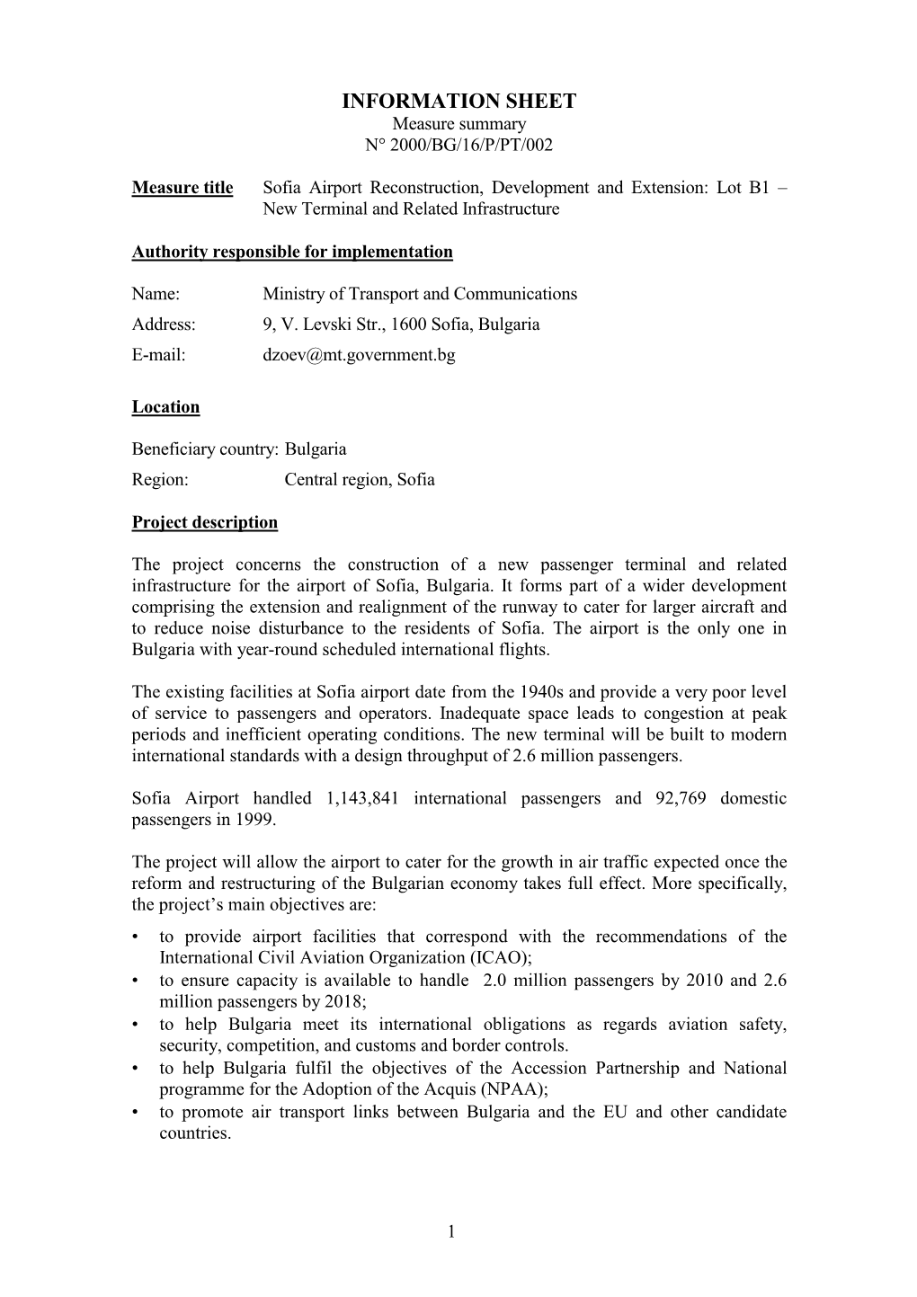 Sofia Airport Reconstruction, Development and Extension: Lot B1 – New Terminal and Related Infrastructure