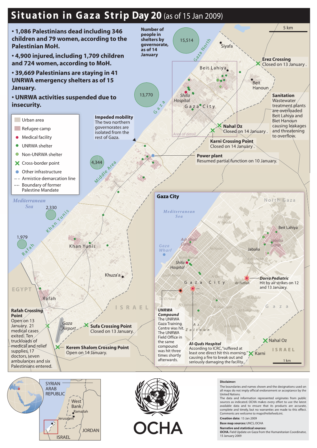 Situation in Gaza Strip Day 20 (As of 15 Jan 2009)