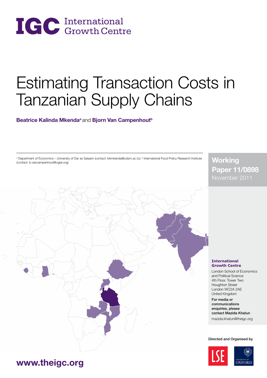 Estimating Transaction Costs in Tanzanian Supply Chains