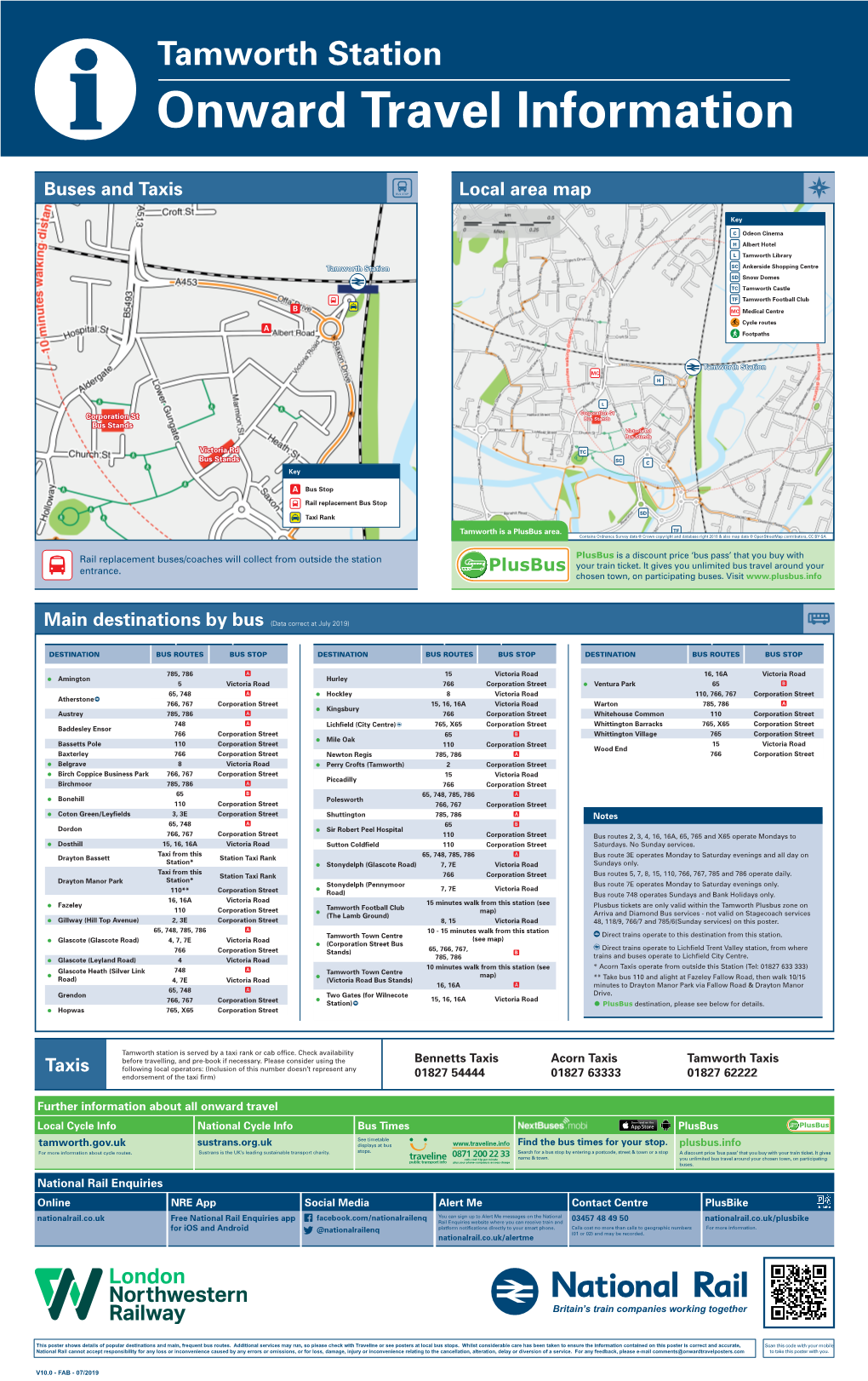 Tamworth Station I Onward Travel Information Buses and Taxis Local Area Map