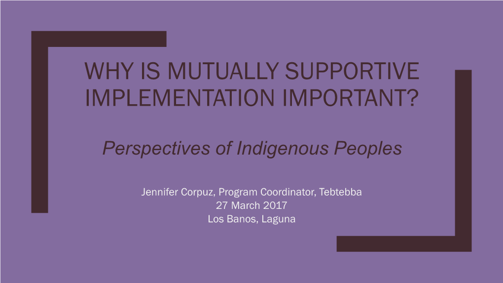 Perspectives of Indigenous Peoples