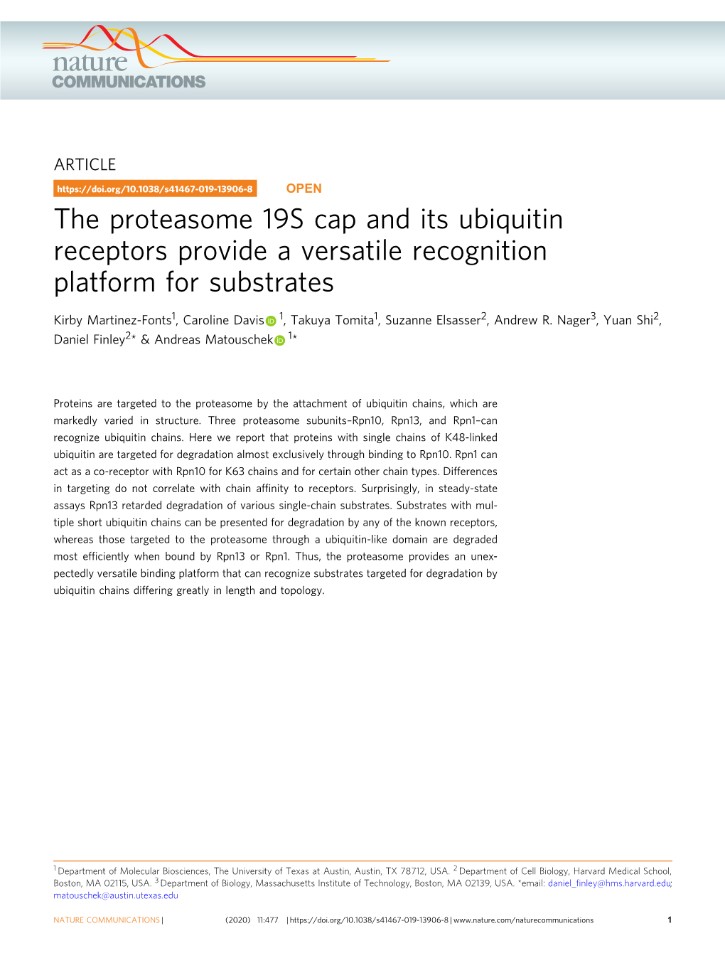 The Proteasome 19S Cap and Its Ubiquitin Receptors Provide a Versatile Recognition Platform for Substrates