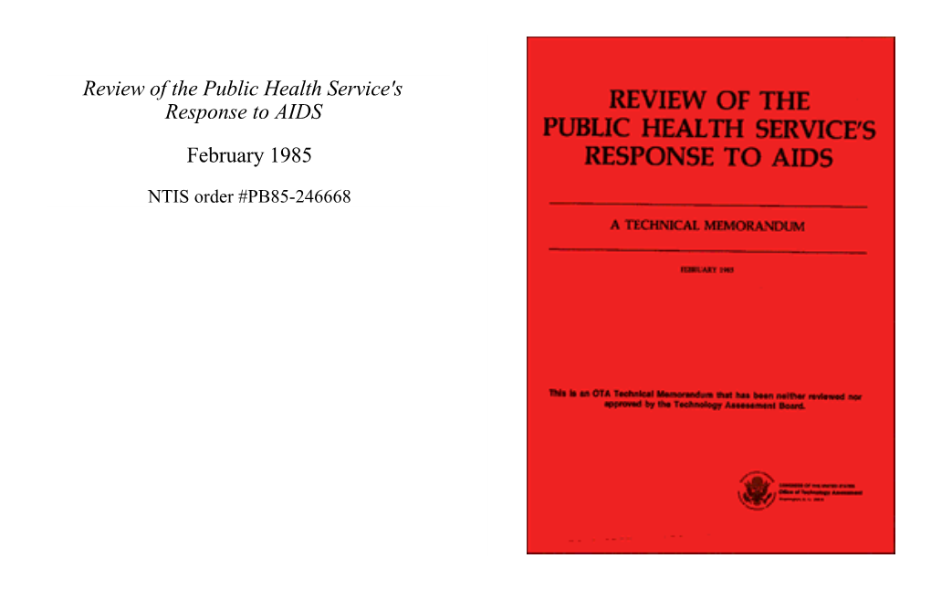 Review of the Public Health Service's Response to AIDS