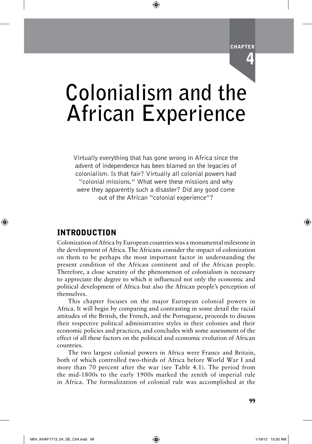 Colonialism and the African Experience