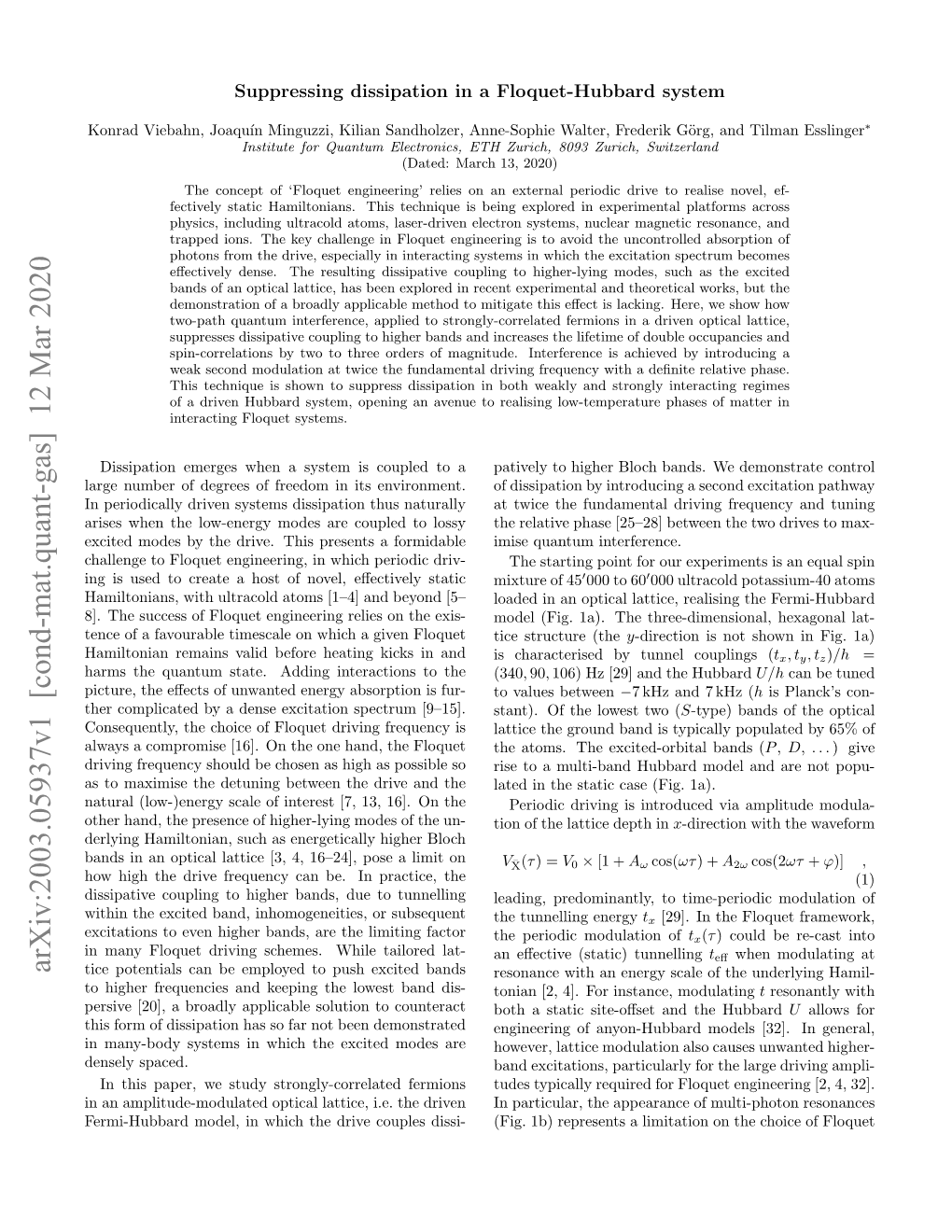 Suppressing Dissipation in a Floquet-Hubbard System