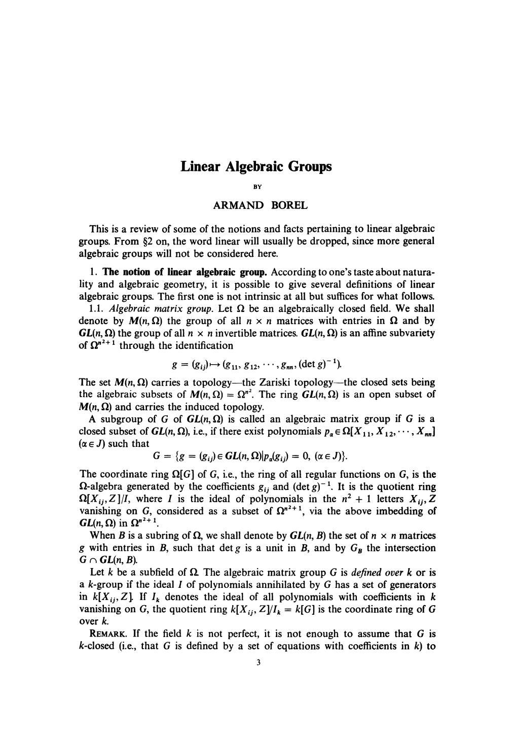 Linear Algebraic Groups