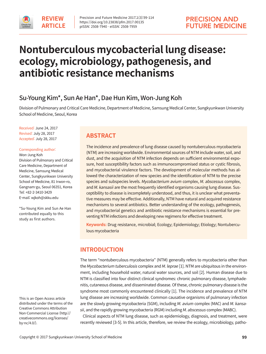 Nontuberculous Mycobacterial Lung Disease: Ecology, Microbiology, Pathogenesis, and Antibiotic Resistance Mechanisms