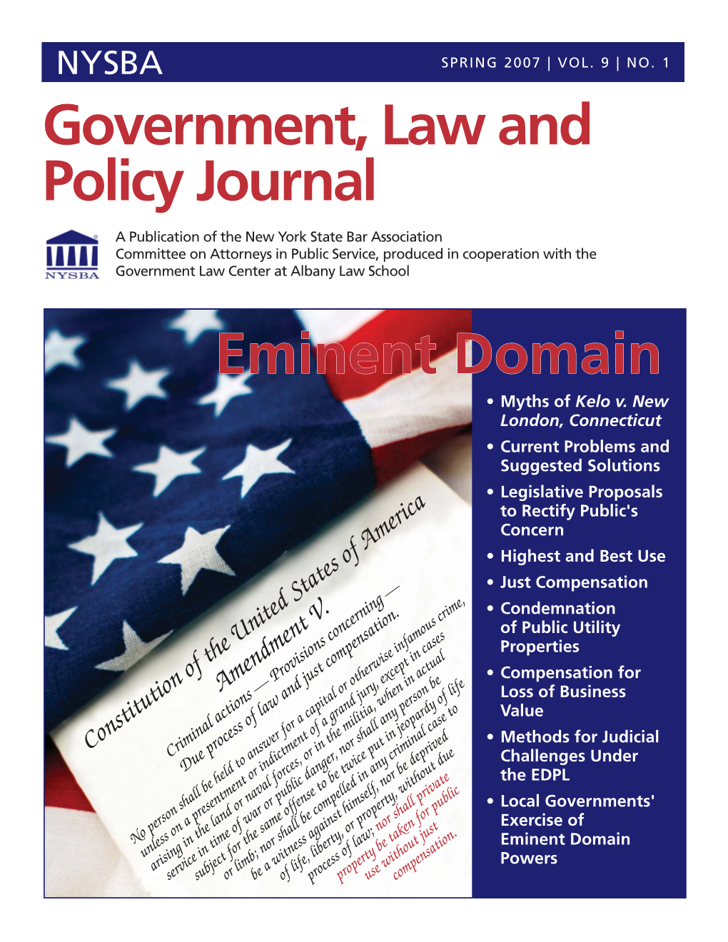 Government, Law and Policy Journal Eminent Domain