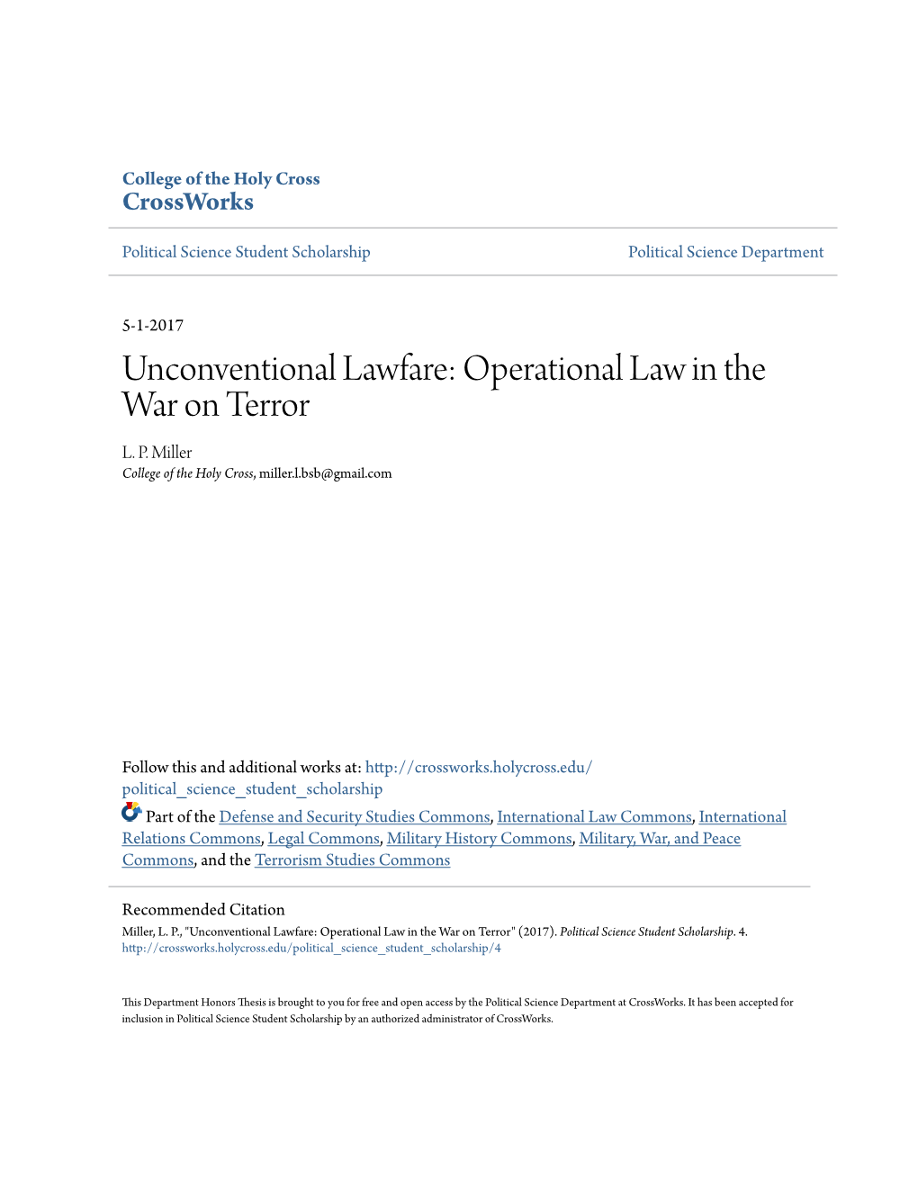 Operational Law in the War on Terror L
