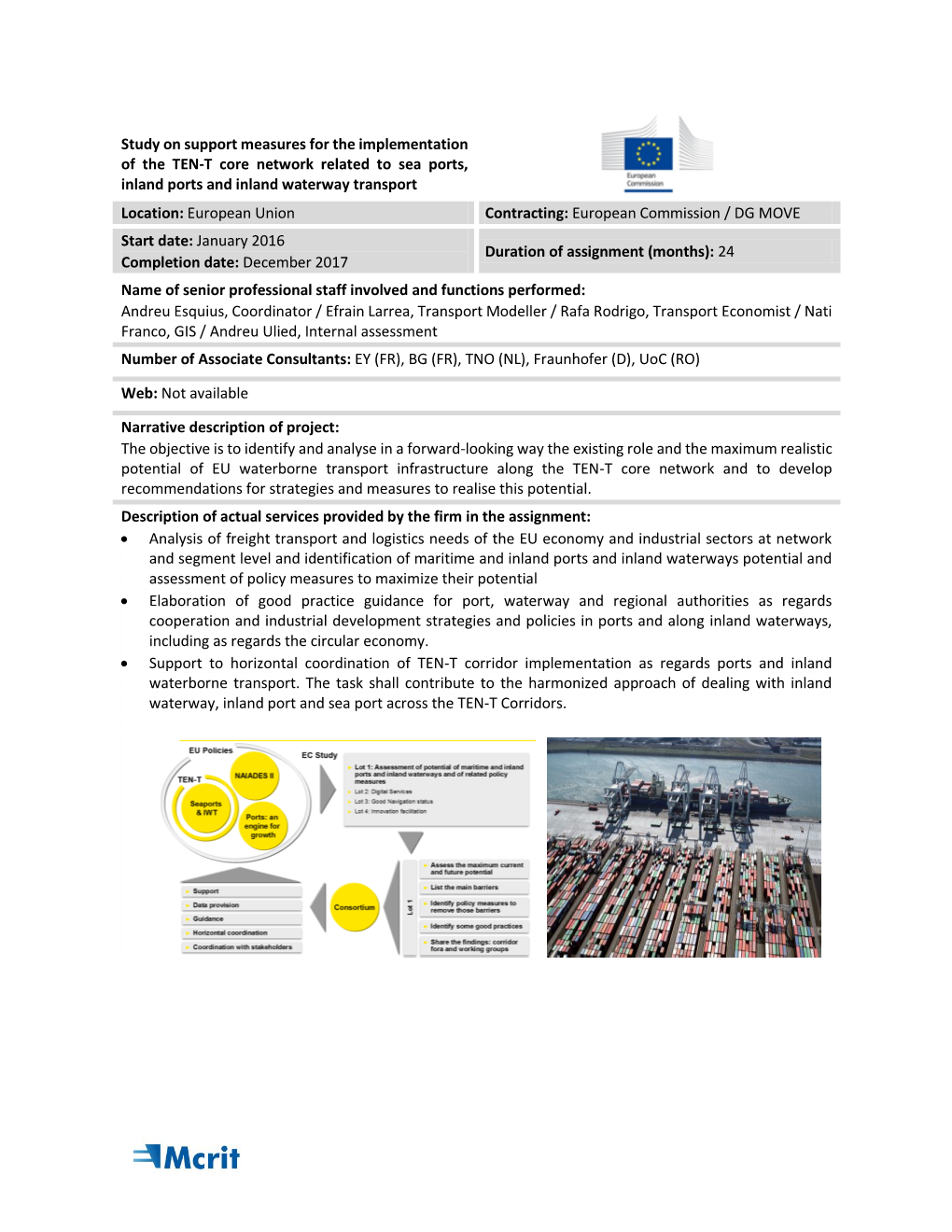 Study on Support Measures for the Implementation of the TEN-T Core Network Related to Sea Ports, Inland Ports and Inland Waterway Transport