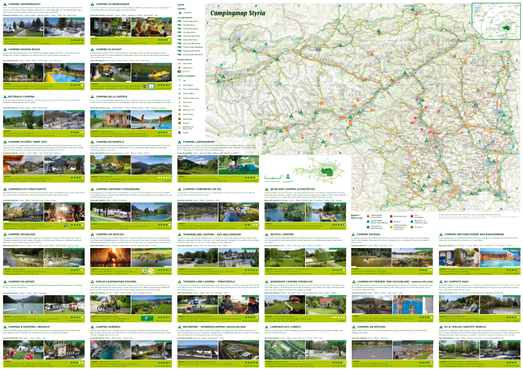 Campingmap Styria Cycling Routes N: 47° 33‘ 18“ O: 13° 55‘ 21“ N: 47° 05‘ 20“ O: 13° 59‘ 21“ AUSTRIA Sulmtal Bike Route 1 1 Mur Bike Route