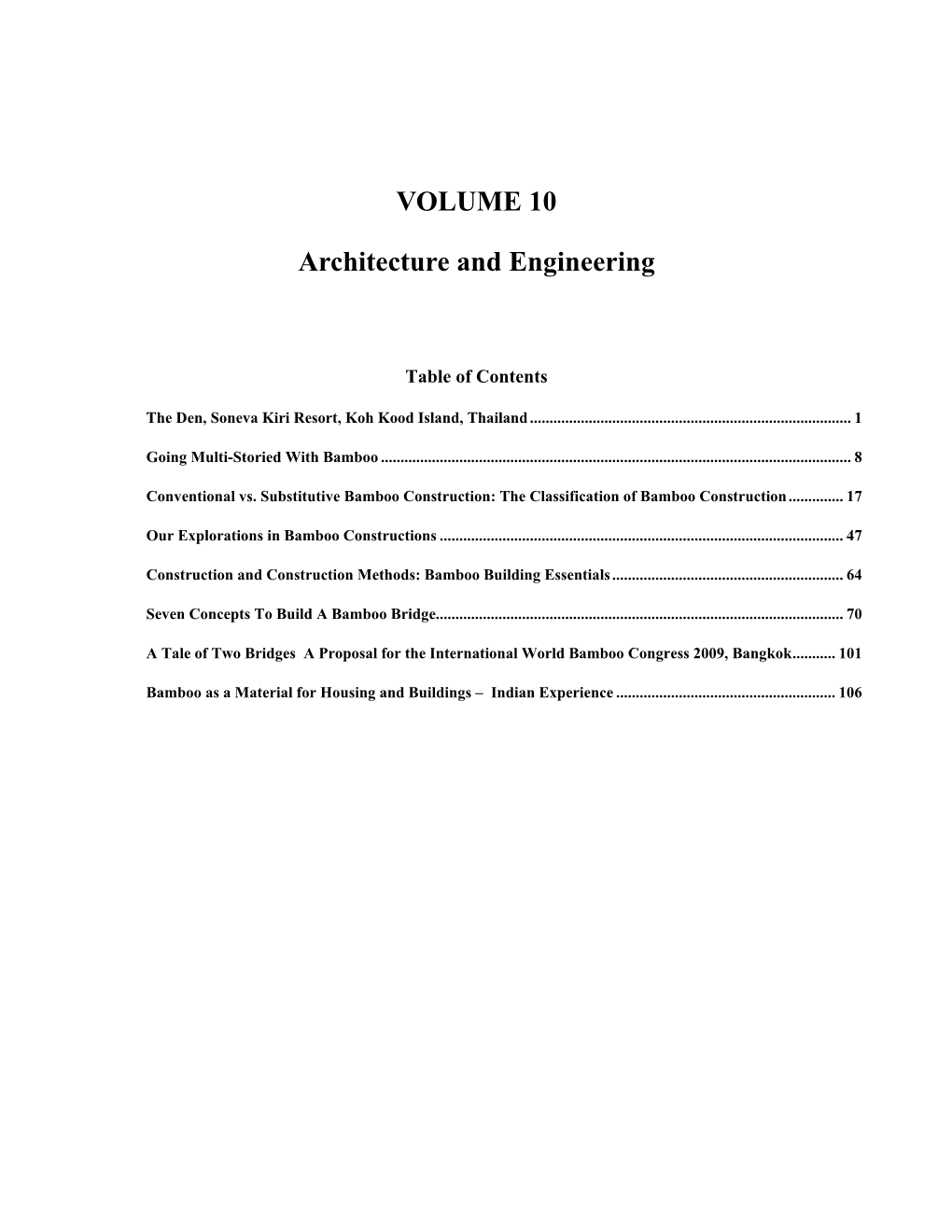 VOLUME 10 Architecture and Engineering