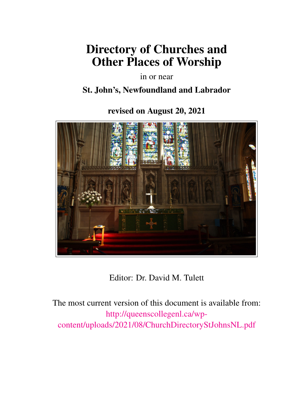 Directory of Churches and Other Places of Worship in Or Near St