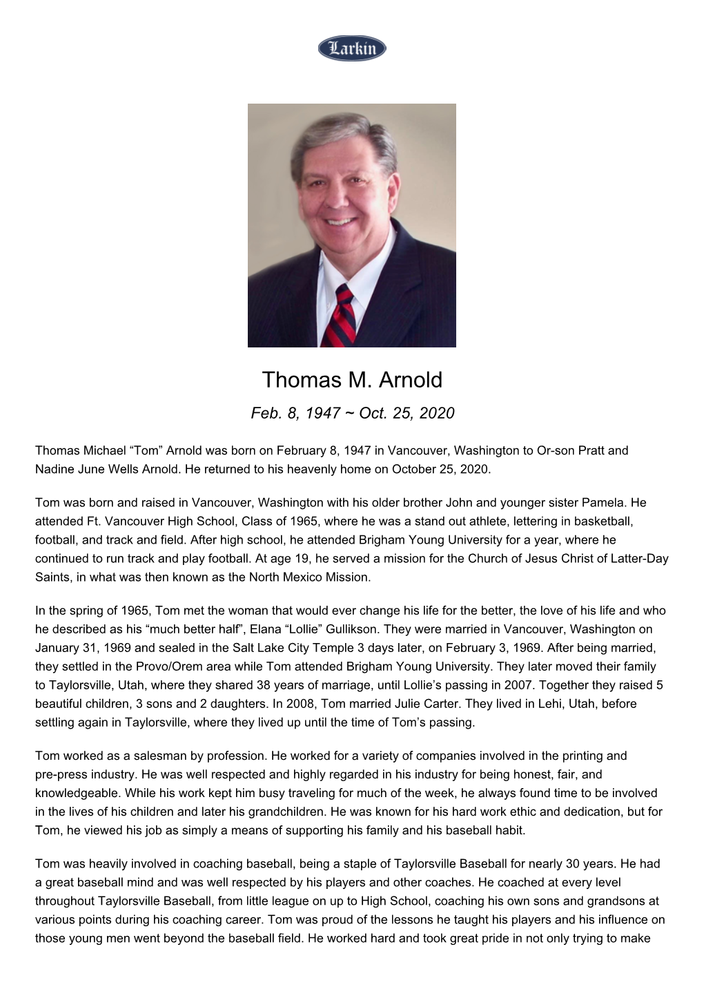 Thomas M. Arnold Feb