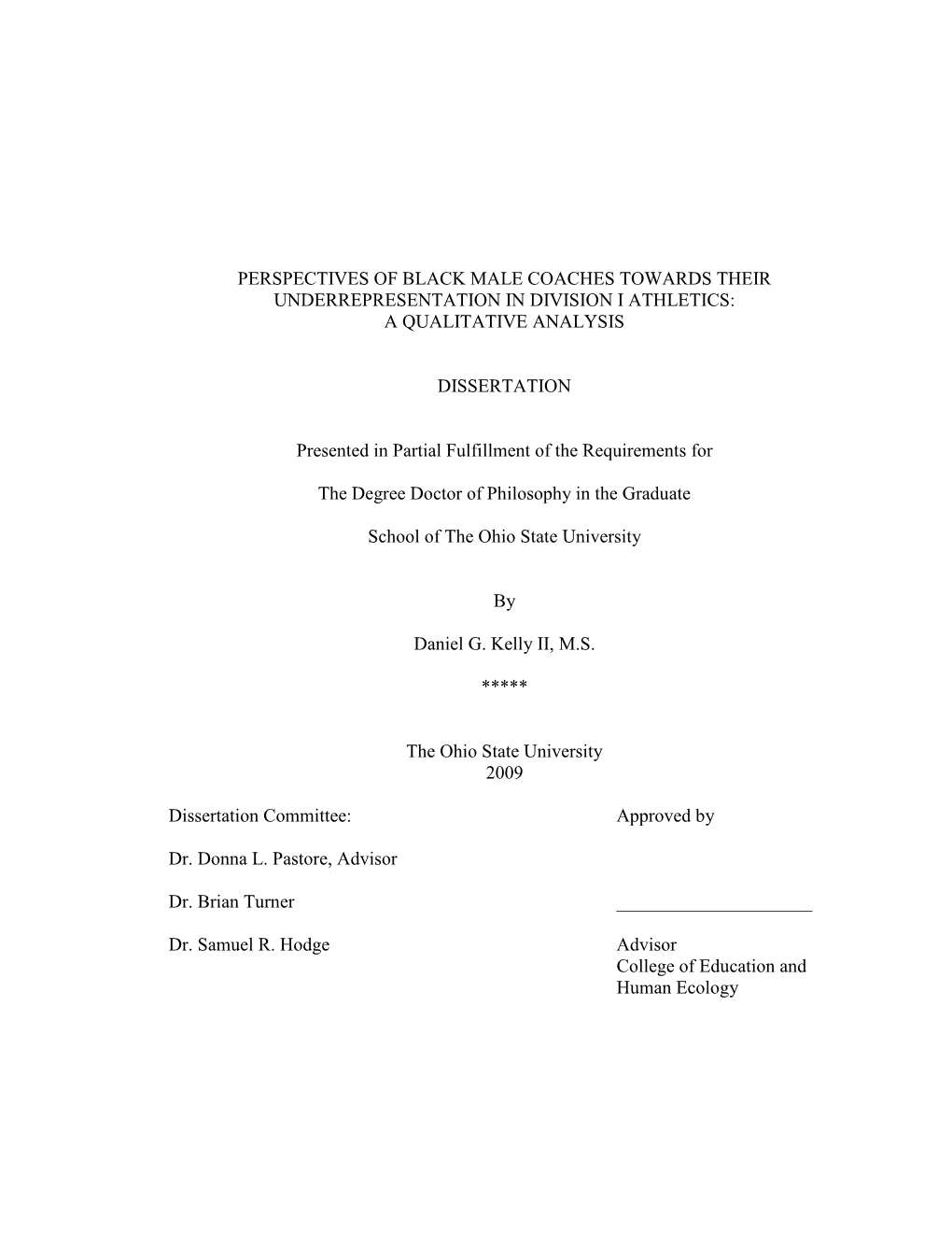 Perspectives of Black Male Coaches Towards Their Underrepresentation in Division I Athletics: a Qualitative Analysis