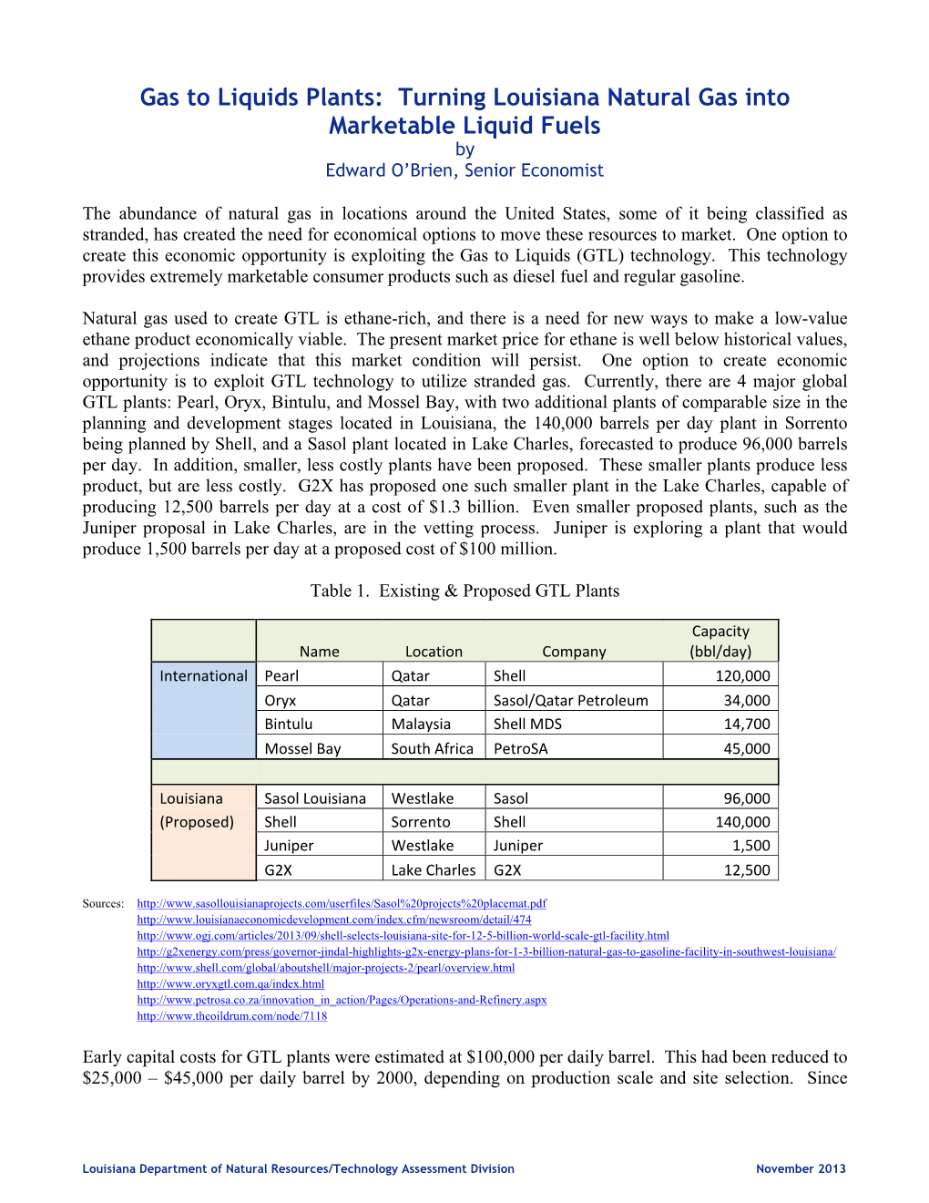 Turning Louisiana Natural Gas Into Marketable Liquid Fuels by Edward O’Brien, Senior Economist