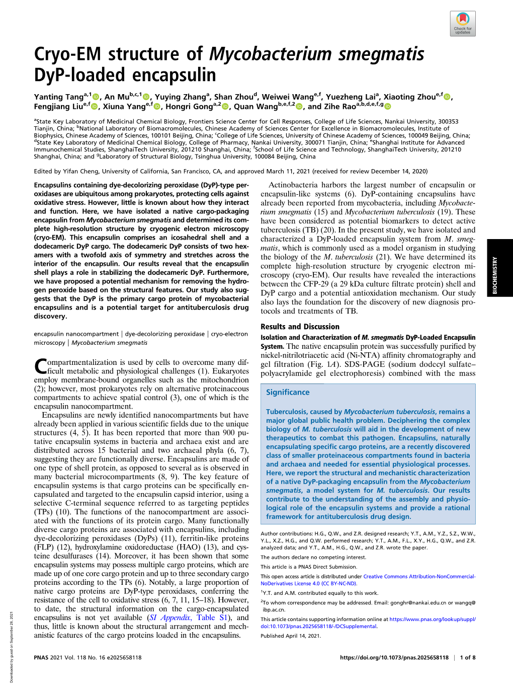 Cryo-EM Structure of Mycobacterium Smegmatis Dyp-Loaded Encapsulin