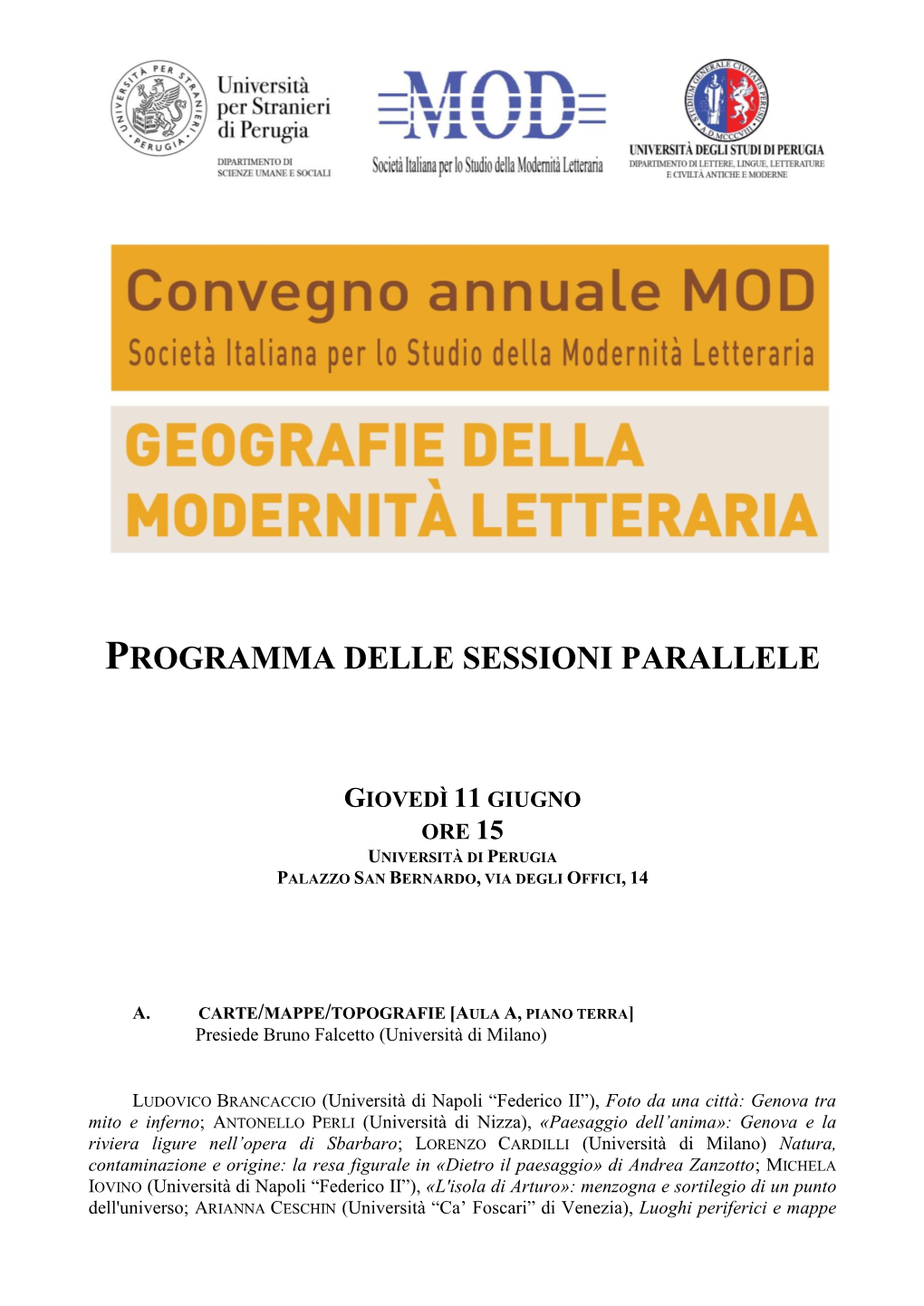 Programma Delle Sessioni Parallele