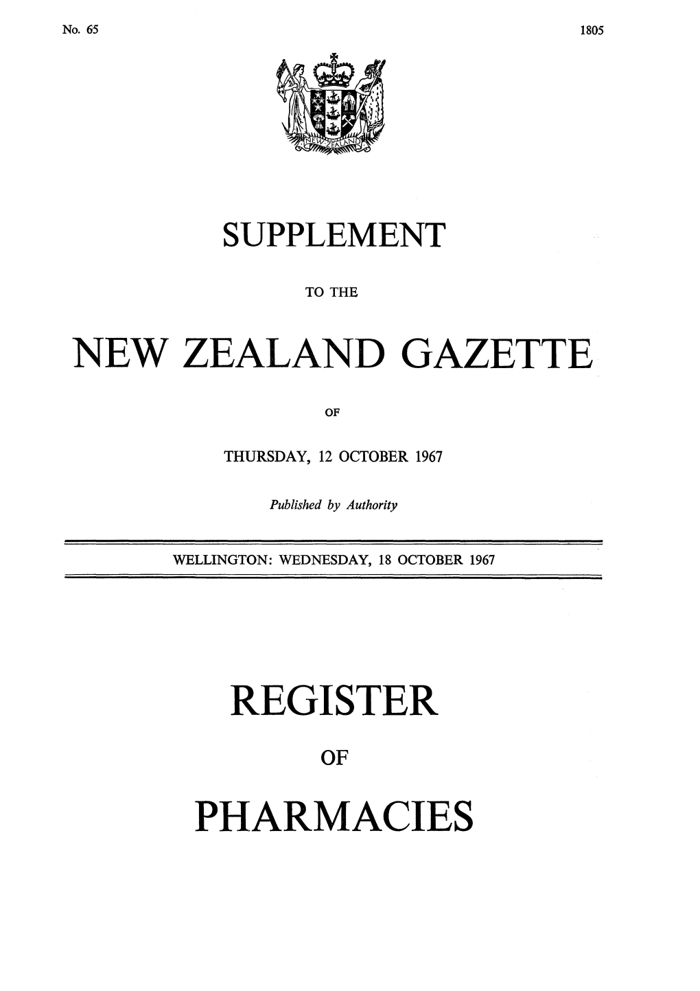 New Zealand Gazette Register Pharmacies