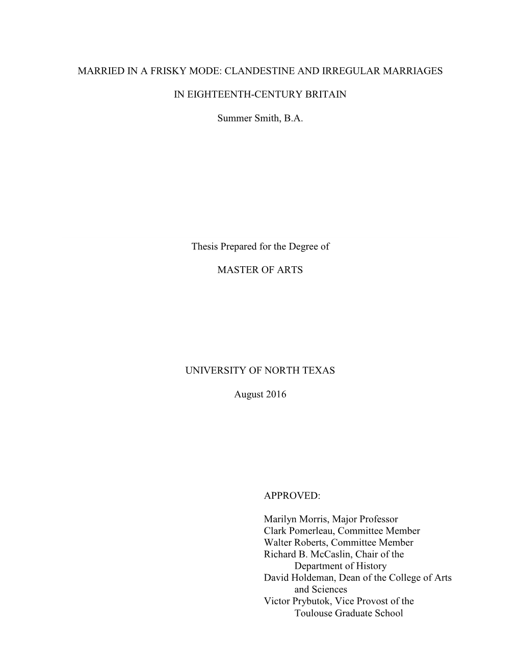 Married in a Frisky Mode: Clandestine and Irregular Marriages in Eighteenth Century Britain