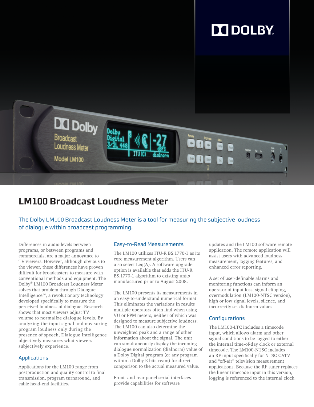 LM100 Broadcast Loudness Meter