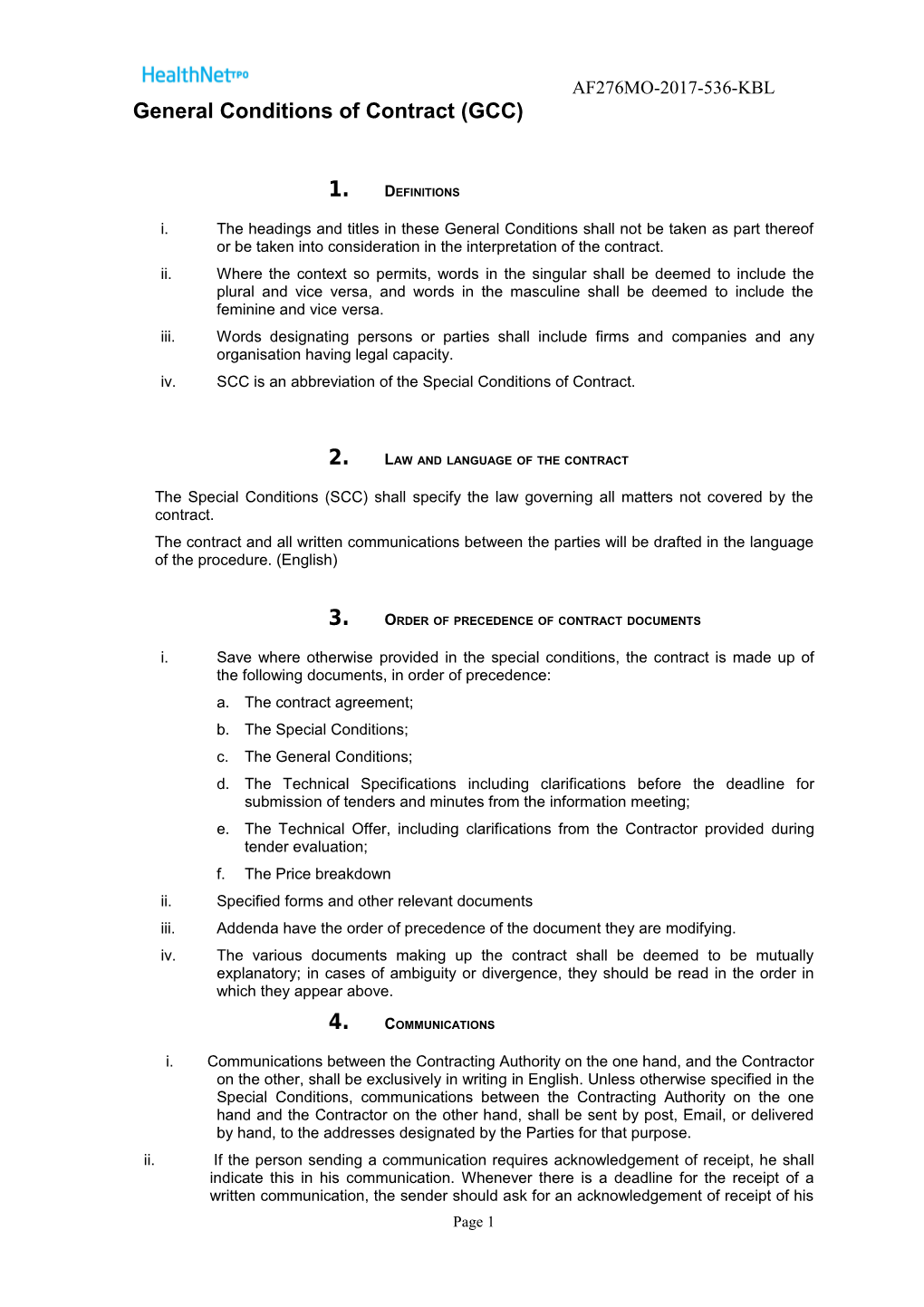 General Conditions of Contract (GCC) s1