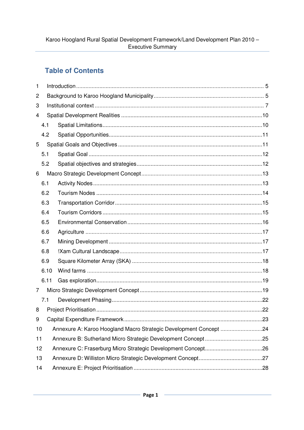 Table of Contents