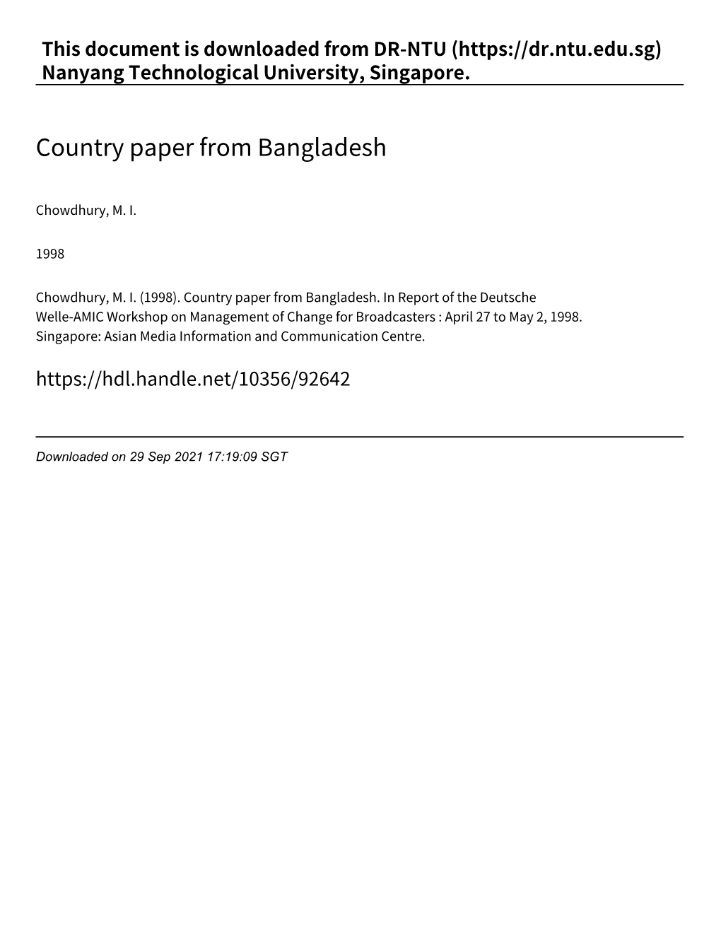 Country Paper from Bangladesh