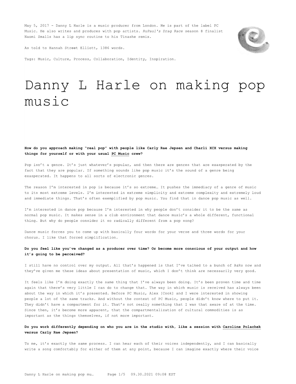 Danny L Harle on Making Pop Music