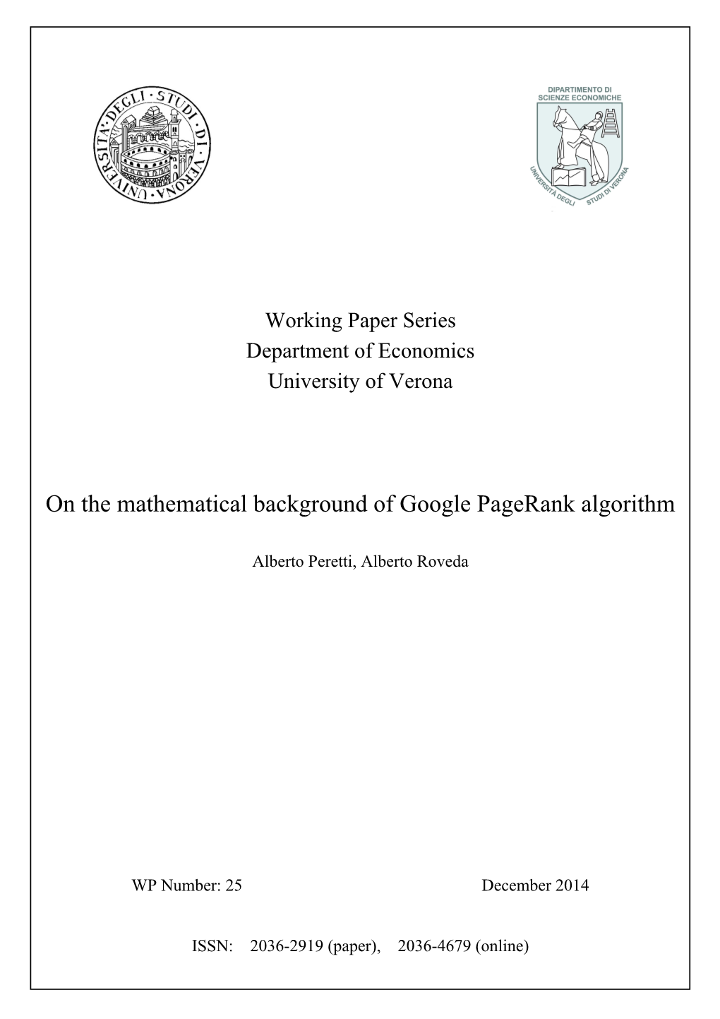 On the Mathematical Background of Google Pagerank Algorithm