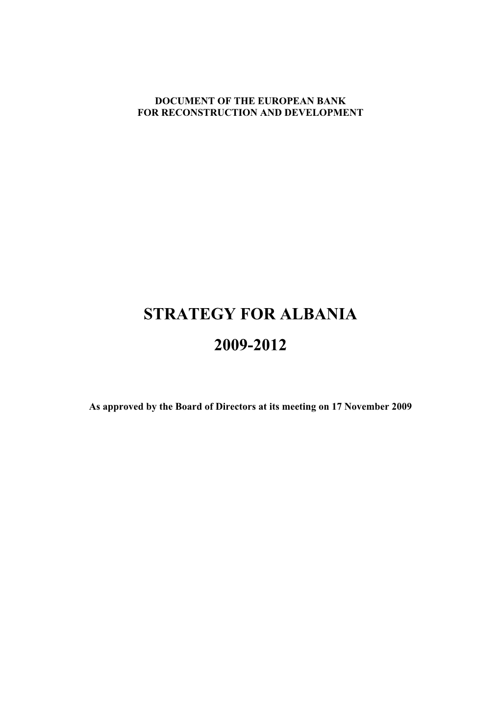 Albania Country Strategy [EBRD