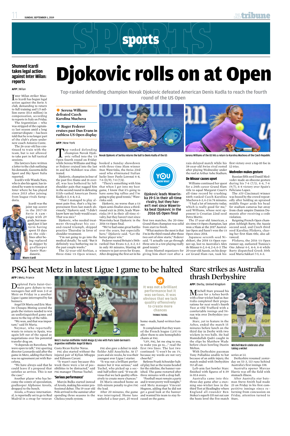 Djokovic Rolls on at Open