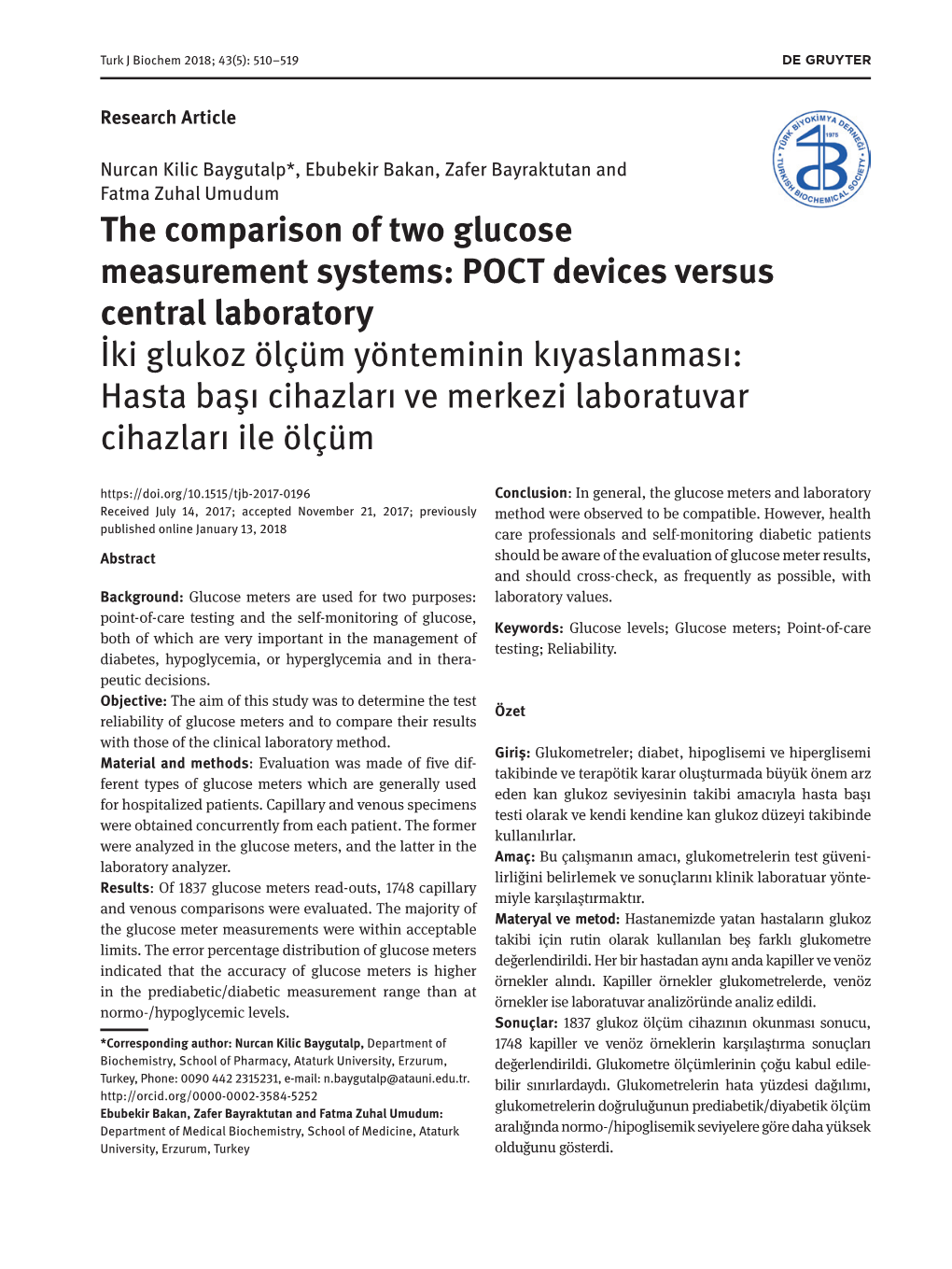 The Comparison of Two Glucose Measurement Systems