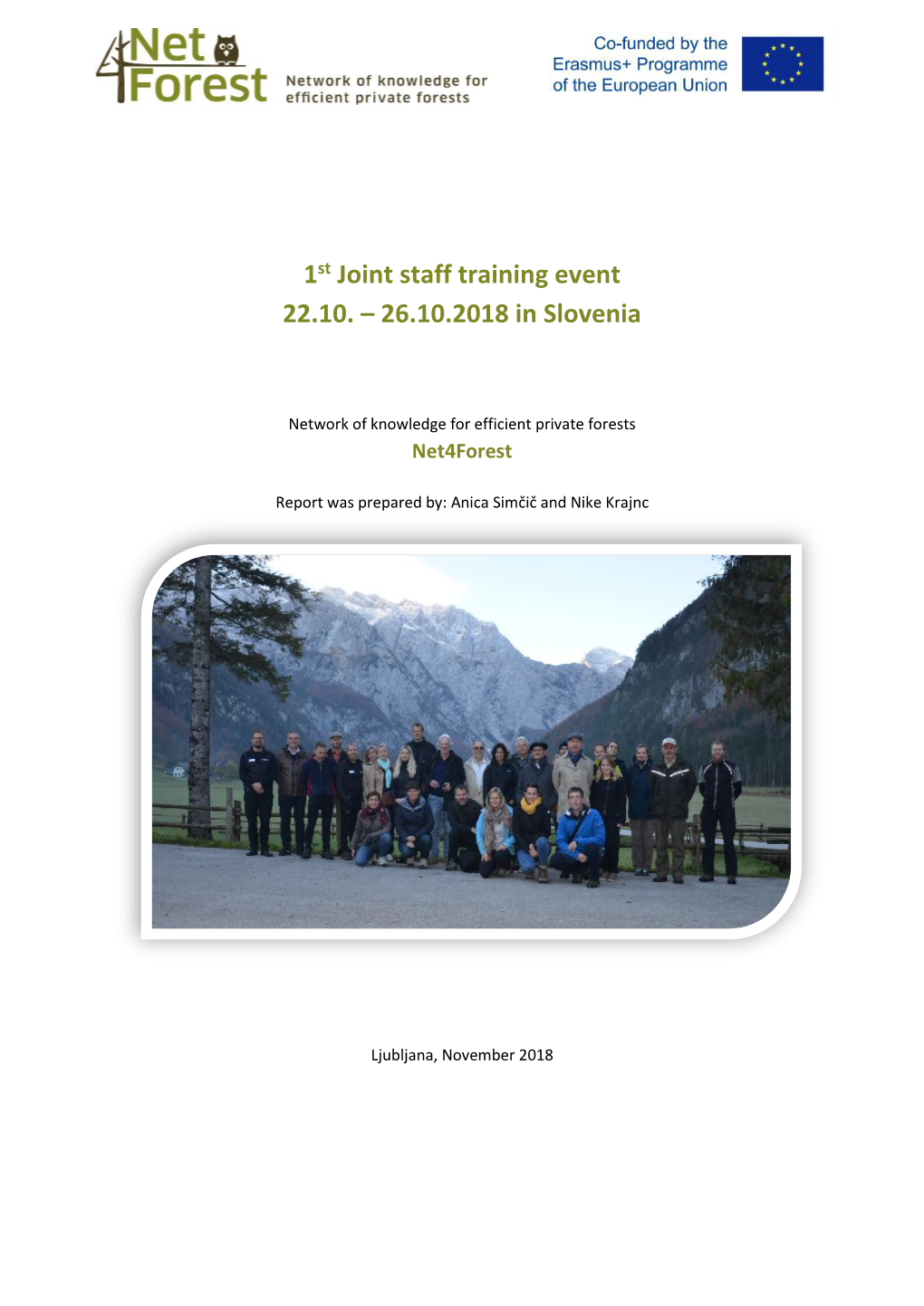 1St Joint Staff Training Event 22.10. – 26.10.2018 in Slovenia