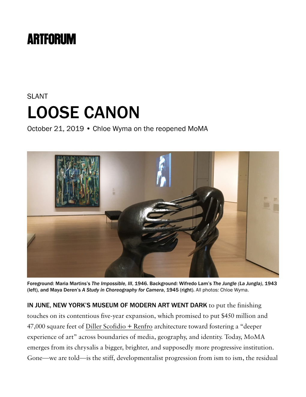 LOOSE CANON October 21, 2019 • Chloe Wyma on the Reopened Moma