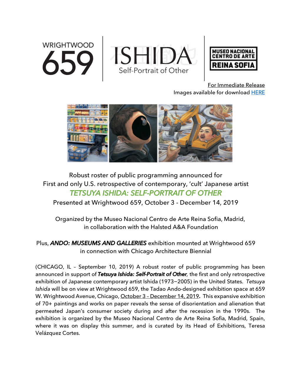 TETSUYA ISHIDA: SELF-PORTRAIT of OTHER Presented at Wrightwood 659, October 3 - December 14, 2019