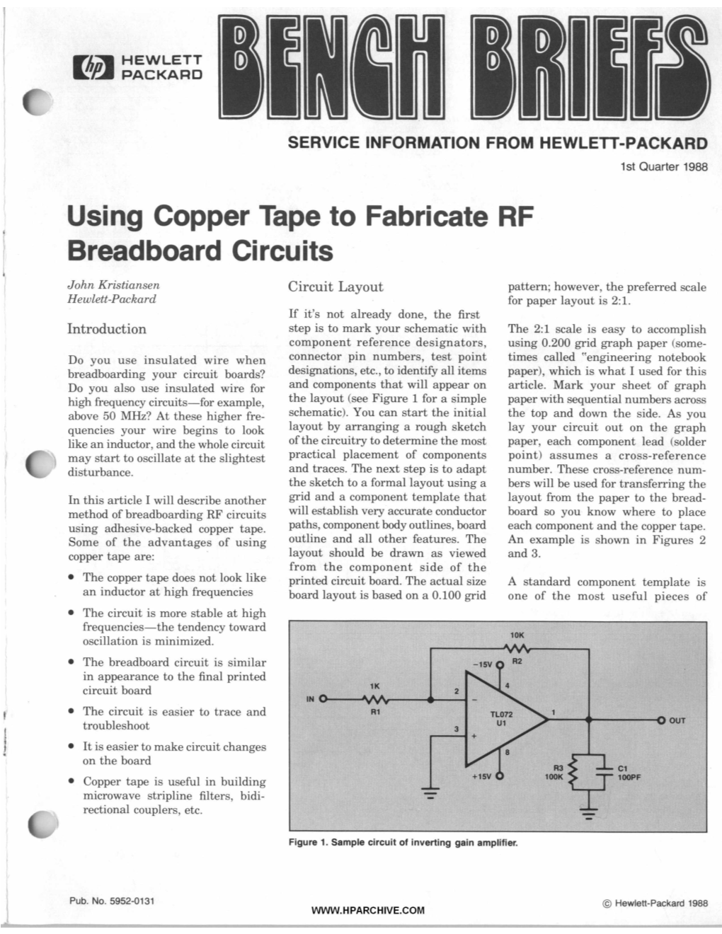 Using Copper Tape to Fabricate RF Breadboard Circuits